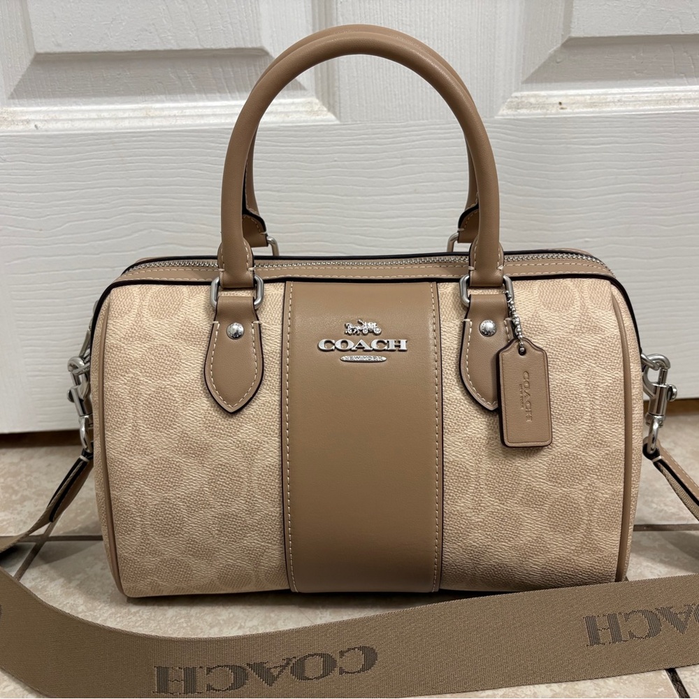 Coach Rowan Satchel Sand/Silver/Taupe